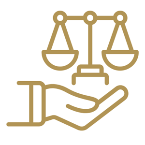 hand under law scales